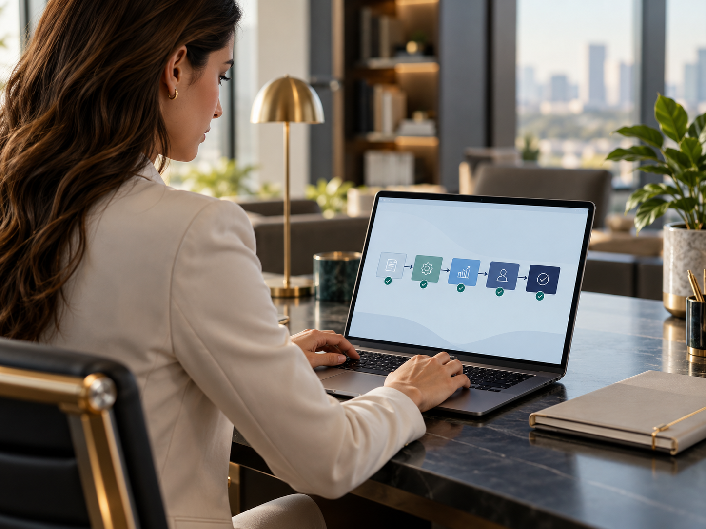 A professional using a digital workflow on a laptop